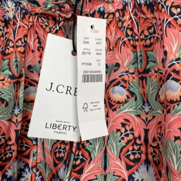 NWT J.Crew x Liberty S Blouse Floral May Nouveau Print Red Pink Tie-Neck - Picture 5 of 13